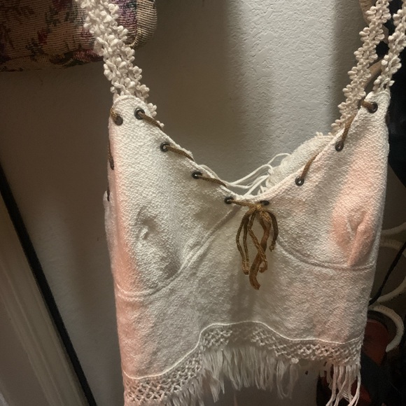 Indie/ boho vintage lace tank crop. - Picture 1 of 4